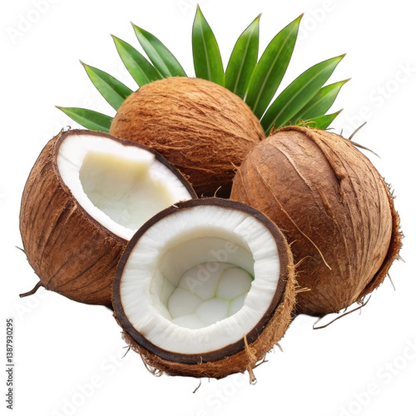 Fototapeta Fresh Coconuts: Delicious & Nutritious isolated on transparent background