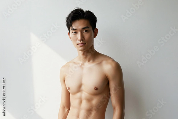 Obraz 裸のアジア人男性、メンズビューティー、筋肉、日本人、韓国人