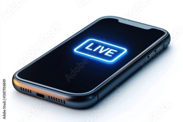 Fototapeta Modern Smartphone with Live Streaming Concept Displayed on Screen for Digital Media Content Creation