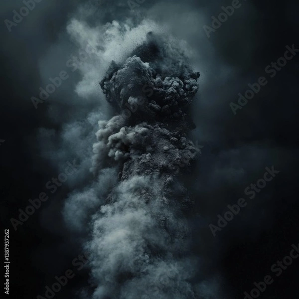 Obraz Suspended Volcanic Ash Particles in Night Atmosphere