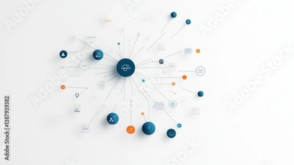 Fototapeta Network diagram of interconnected data points