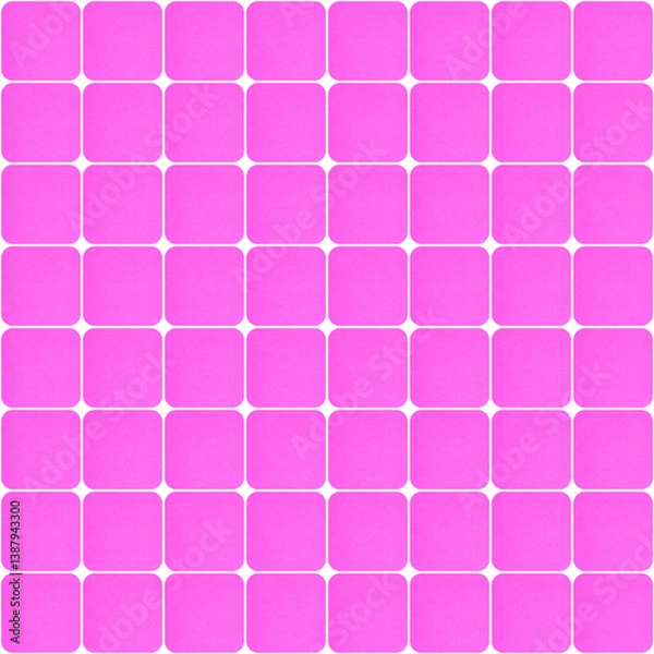 Fototapeta seamless mosaic pattern: pink rounded square textured tiles on white background