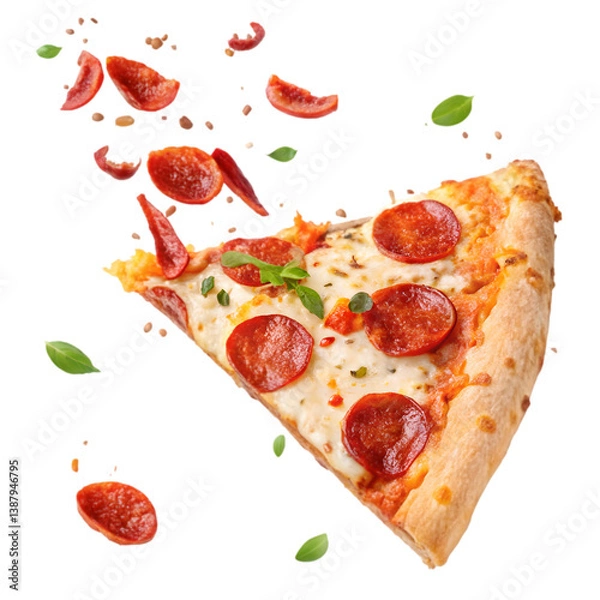 Fototapeta Pepperoni Pizza Slice on transparent background