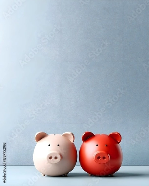 Obraz Two piggy banks symbolizing savings and financial planning