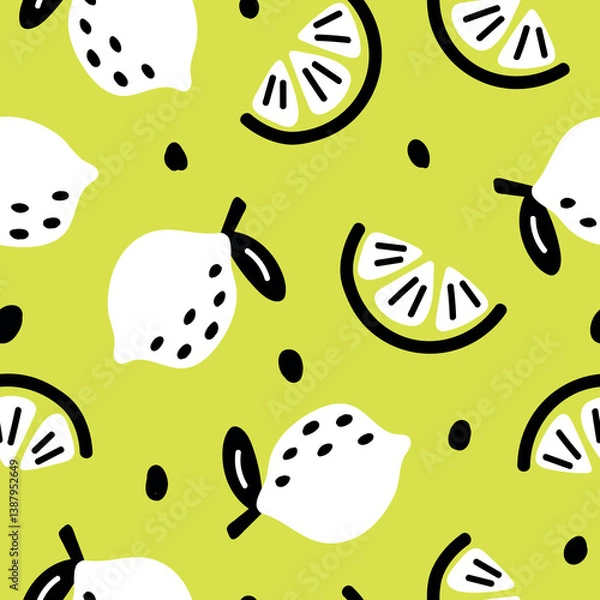 Fototapeta Lemon Pattern Lemon Background Summer Seamless Pattern