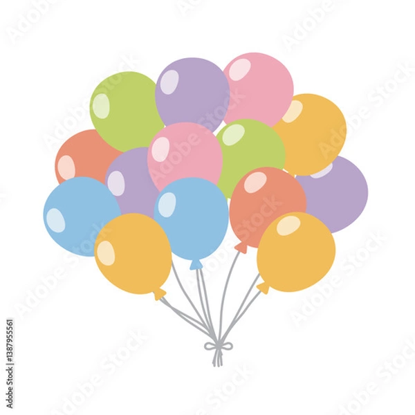 Obraz 14個のカラフルでかわいらしい風船のベクターイラスト