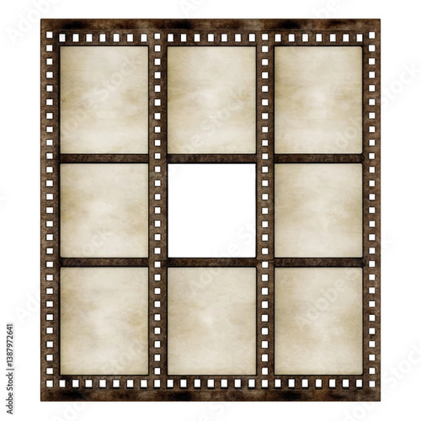 Obraz Vintage Filmstrip Frame: Retro Photo Template isolated on transparent background