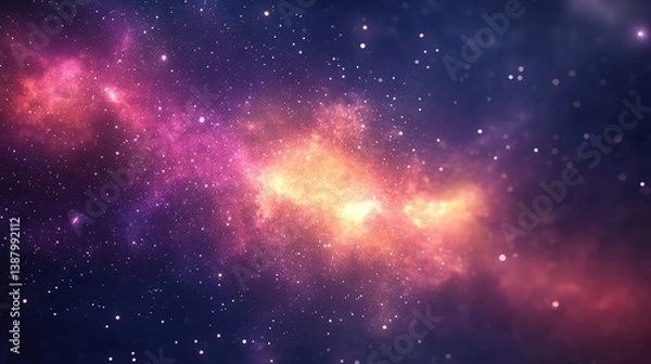 Fototapeta A vibrant galaxy filled with glowing stars, bright cosmic dust, and deep space wonders.