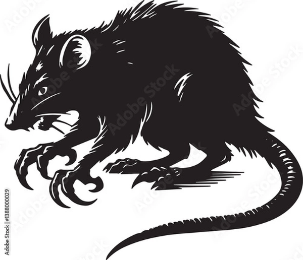 Fototapeta Vector silhouette of an evil rat: AI art in Adobe Illustrator