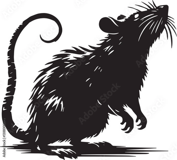 Fototapeta Vector silhouette of an evil rat: AI art in Adobe Illustrator