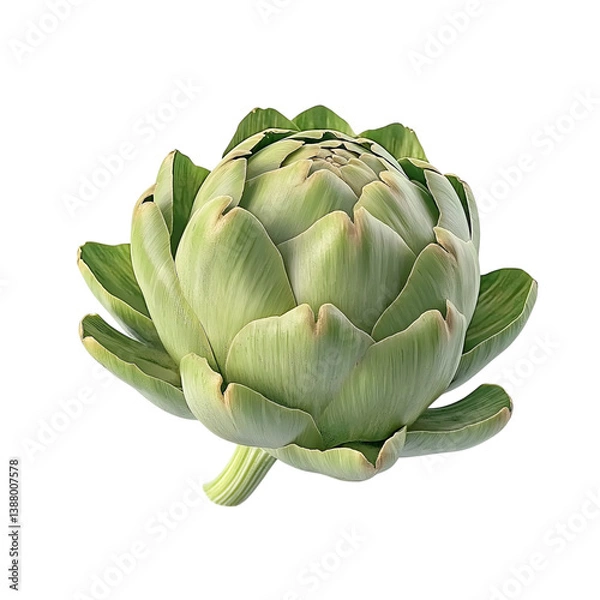 Fototapeta A single artichoke centered on the screen on Png Format and Transparent Background