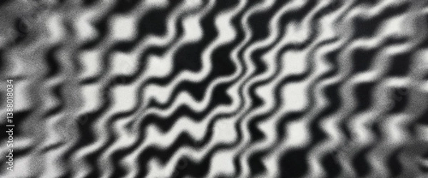 Fototapeta Textured black velvet waves in monochrome tones flowing over a noise-filled gradient background with elegant curves