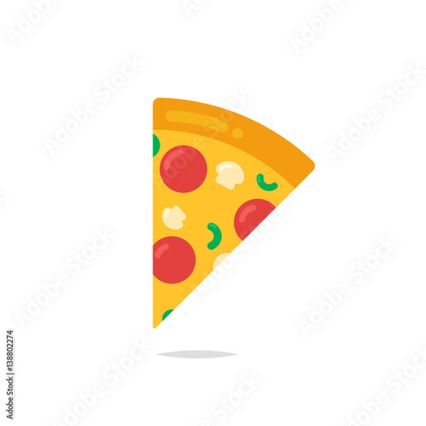 Obraz Wektor ikona kawałek pizzy