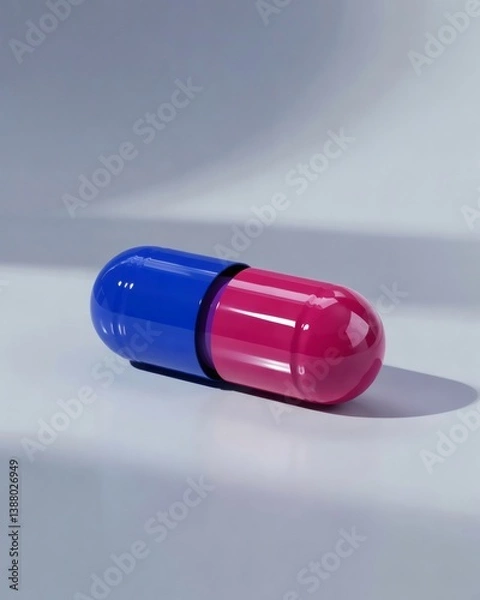 Obraz Large colorful red and blue capsule pill on a smooth surface