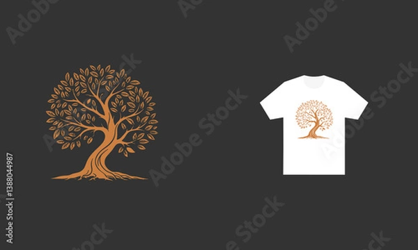 Obraz vector  silhouette Tree,  t shirt  Design,  