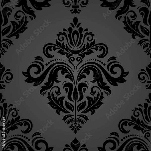 Fototapeta Classic seamless vector dark pattern. Traditional orient ornament. Classic vintage background