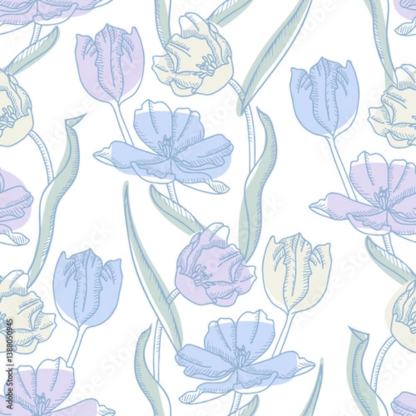 Fototapeta Tulips Seamless Pattern