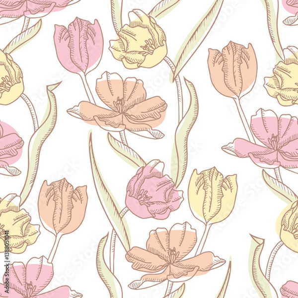 Fototapeta Tulips Seamless Pattern