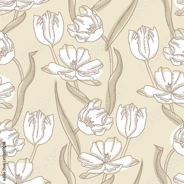 Fototapeta Tulips Seamless Pattern