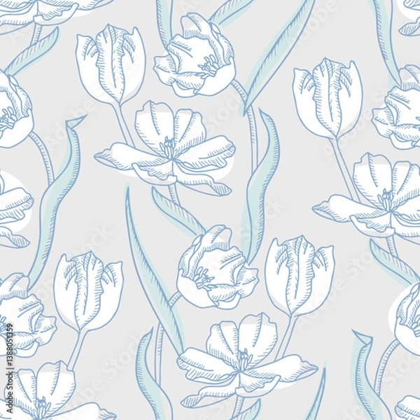 Fototapeta Tulips Seamless Pattern