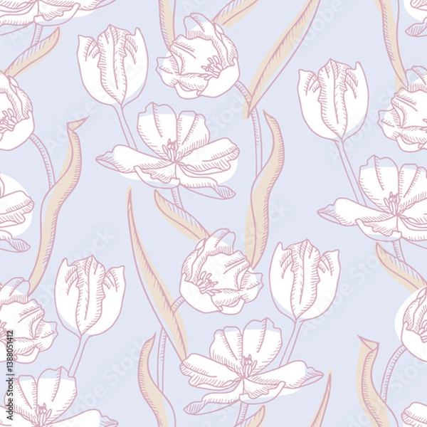 Fototapeta Tulips Seamless Pattern