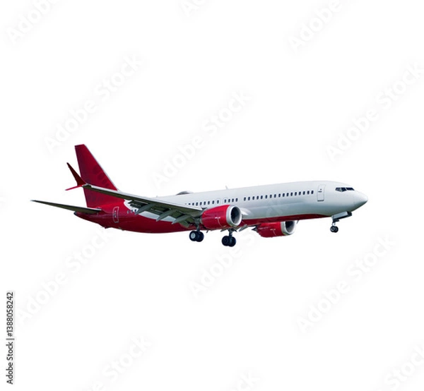 Obraz Airplane white and red isolated on white background with clipping path. Element for design.