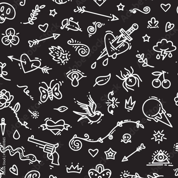 Fototapeta seamless pattern with doodle elements