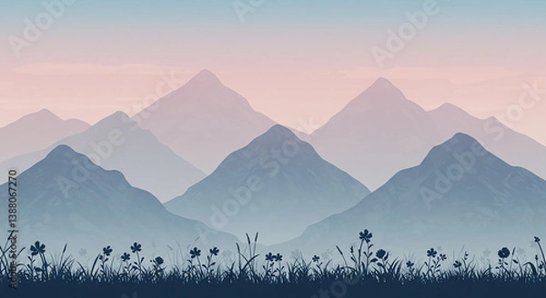 Fototapeta 2D game background mountain view