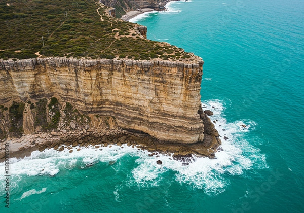 Fototapeta view of a sea cliff. Beautiful Drone view