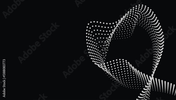 Fototapeta White dot mesh forming organic loop on black