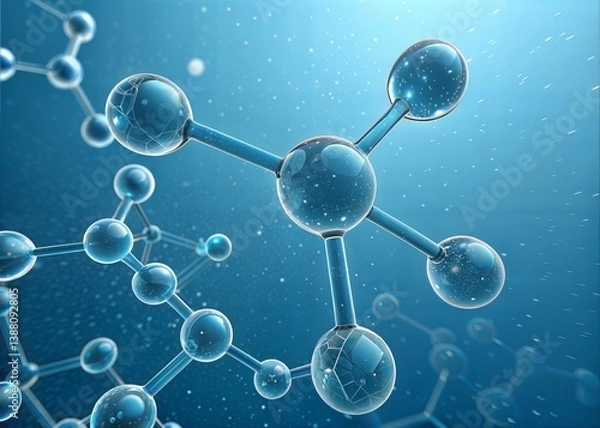 Fototapeta Detailed 3D Molecular Structure on a Light Blue Background.
