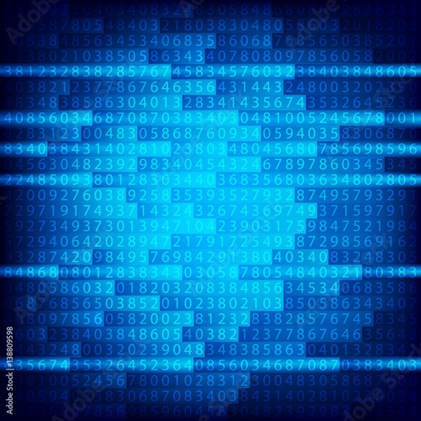 Fototapeta Blue binary computer code repeating  background . Eps 10  illustration