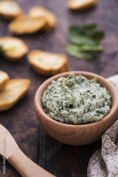 Obraz Spinach appetizer with bread