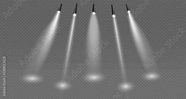 Fototapeta The Light vector set includes a light source, studio lighting, walls and a PNG. It also includes a spotlight and a spotlight PNG. Finally, it contains rays of light and a light effect.