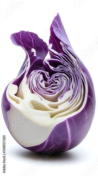 Fototapeta Vibrant purple cabbage showcasing intricate layers.