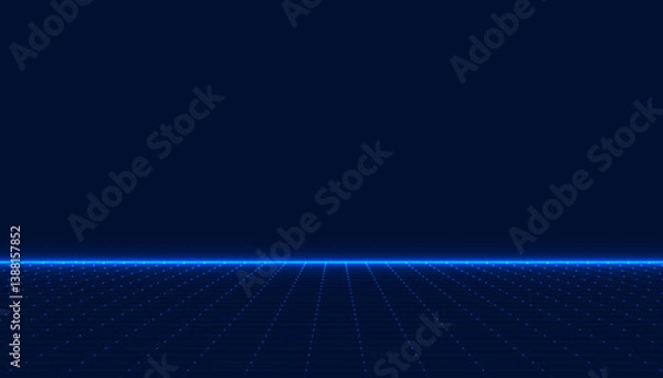 Obraz Perspective grid. Abstract wireframe landscape