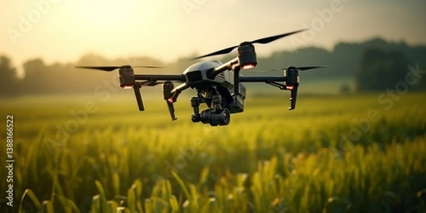 Obraz Agrodrone for processing fields, smart farming. Generative AI.
