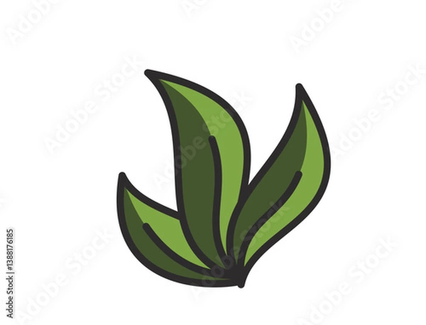Fototapeta Seedling sprout with three leaves illustration in green colors. Spring, planting and nature design element. Isolated vector image