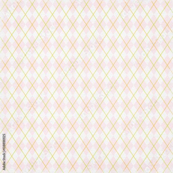 Fototapeta Seamless pink argyle pattern, diamond and harlequin geometric pattern. Vector decorative ornamental checkered rhombus background