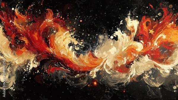 Obraz Abstract swirling flames in a cosmic backdrop