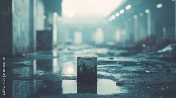 Fototapeta Abandoned Industrial Building in the Fog