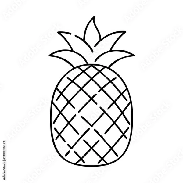 Fototapeta pineapple icon, pineapple line art - simple line art of pineapple, perfect for pineapple logos and icons