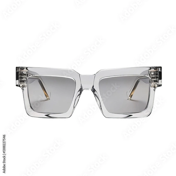 Fototapeta Png of Stylish unisex transparent sunglasses with a modern chunky frame, perfect for a chic summer look on transparent background.
