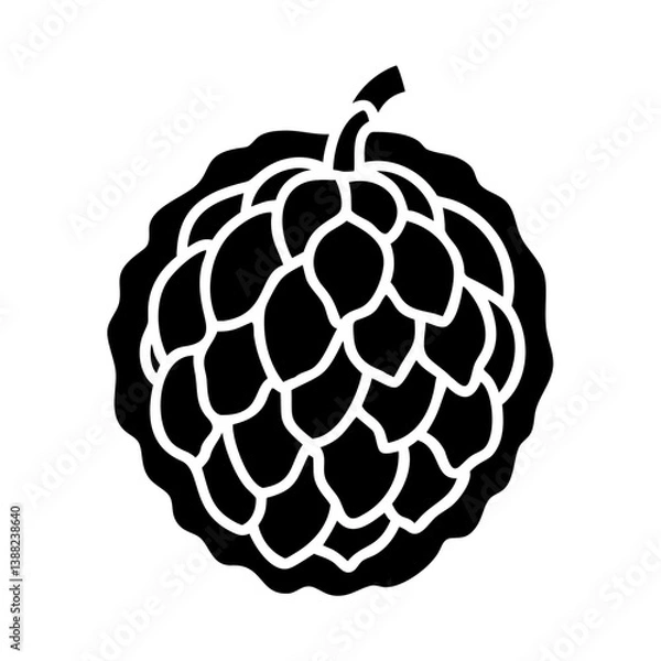 Fototapeta custard apple icon, custard apple line art - simple line art of custard apple, perfect for custard apple logos and icons