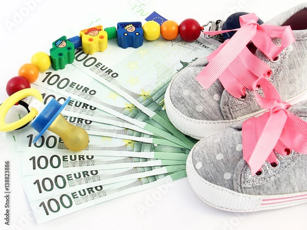 Obraz Kindergeld, Schnuller, Schuhe