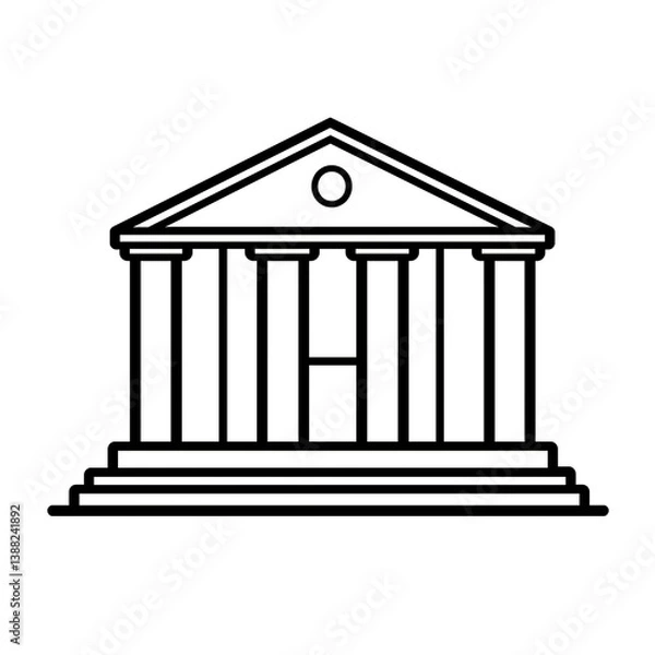 Fototapeta Bank building icon in black outline Transparent PNG 
