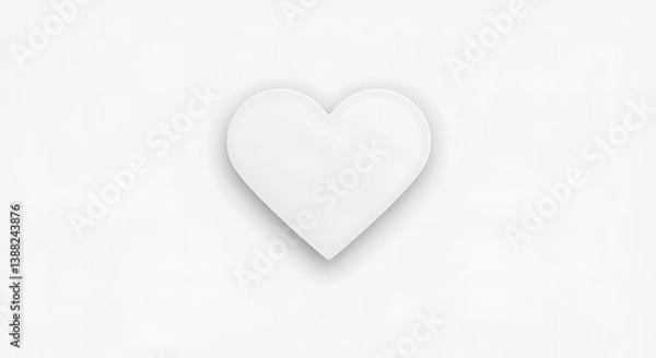 Fototapeta Subtle White Heart: Minimalist Art Print AI Generated