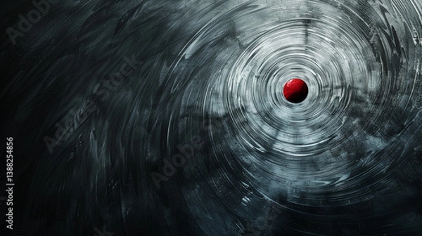 Fototapeta A dark minimalist abstract visual featuring layered gray swirls and a small hidden red dot. The composition evokes emotional tension and inner turbulence, creating a surreal yet calm atmosphere with s