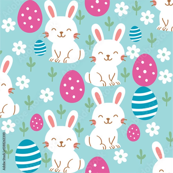 Fototapeta easter seamless pattern with rabbits