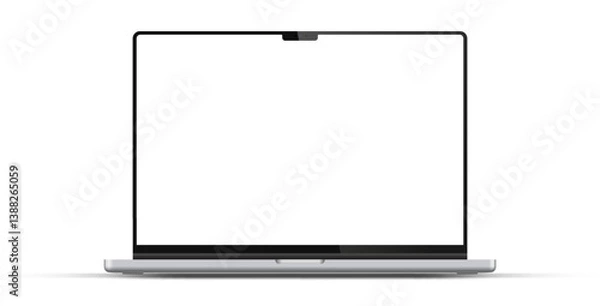 Fototapeta Modern laptop mockup front view, isolated on white background. Notebook mockup for ui ux app and website presentation Stock Vector illustration.